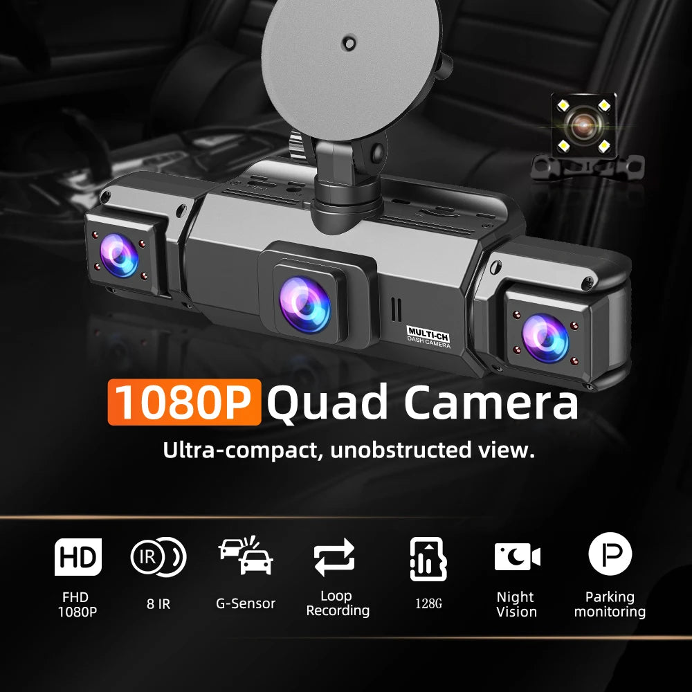 Dashcam for cars 4 Channel Black Box WiFi Driving Camera FHD 1080Hardwire kit car accessories
