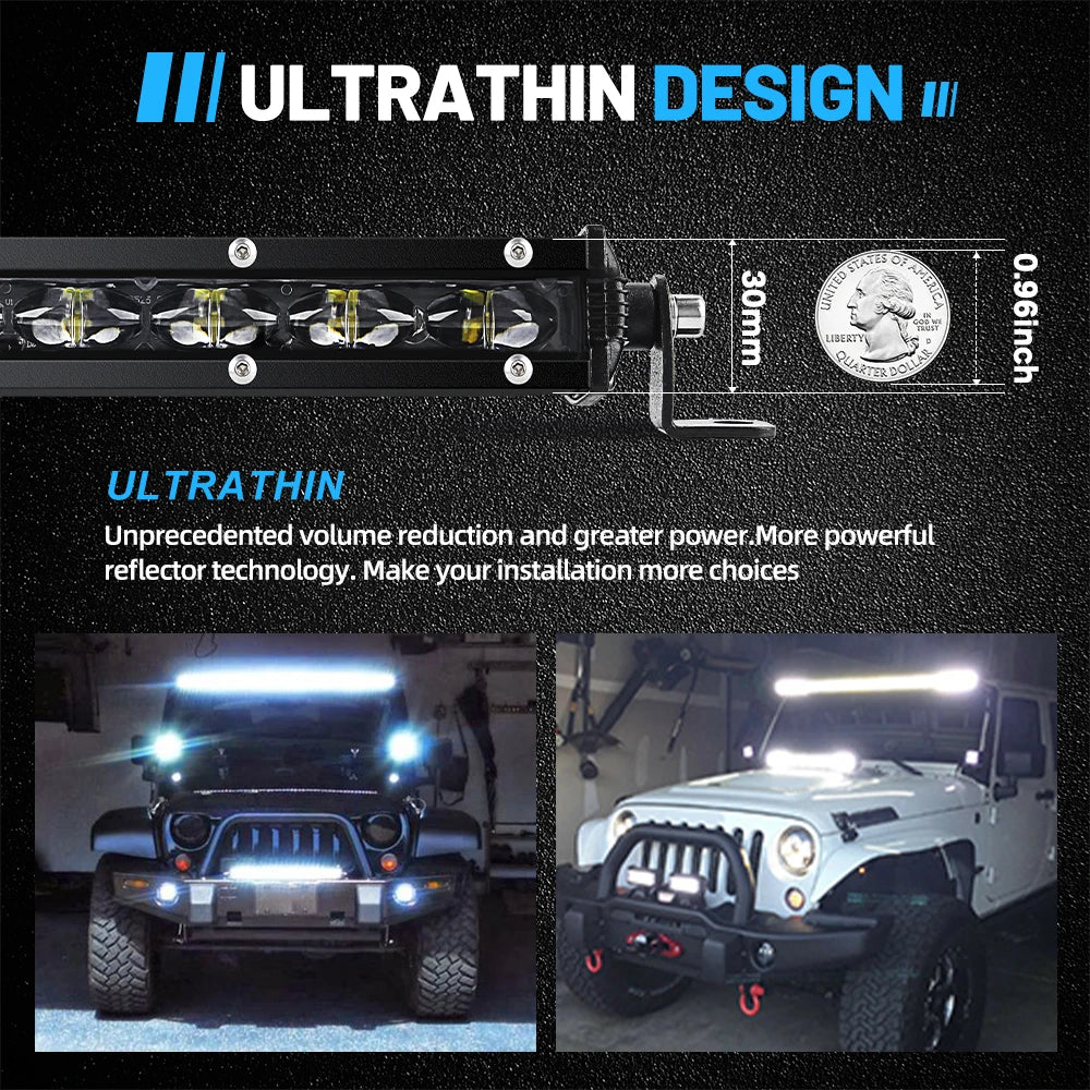 HL 6D 7" 12V 24V Spotlight LED Light Bar off-road use Slim Barra LED Work Light Bar for Truck Atv Car Driving Fog Light Accessor