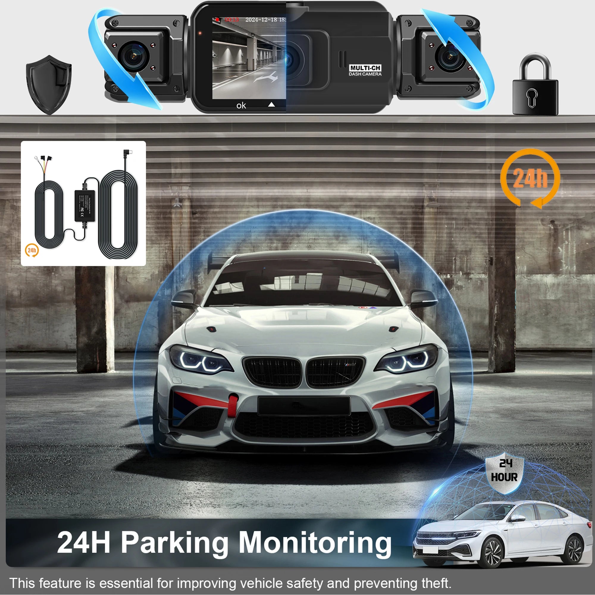 Dashcam for cars 4 Channel Black Box WiFi Driving Camera FHD 1080Hardwire kit car accessories