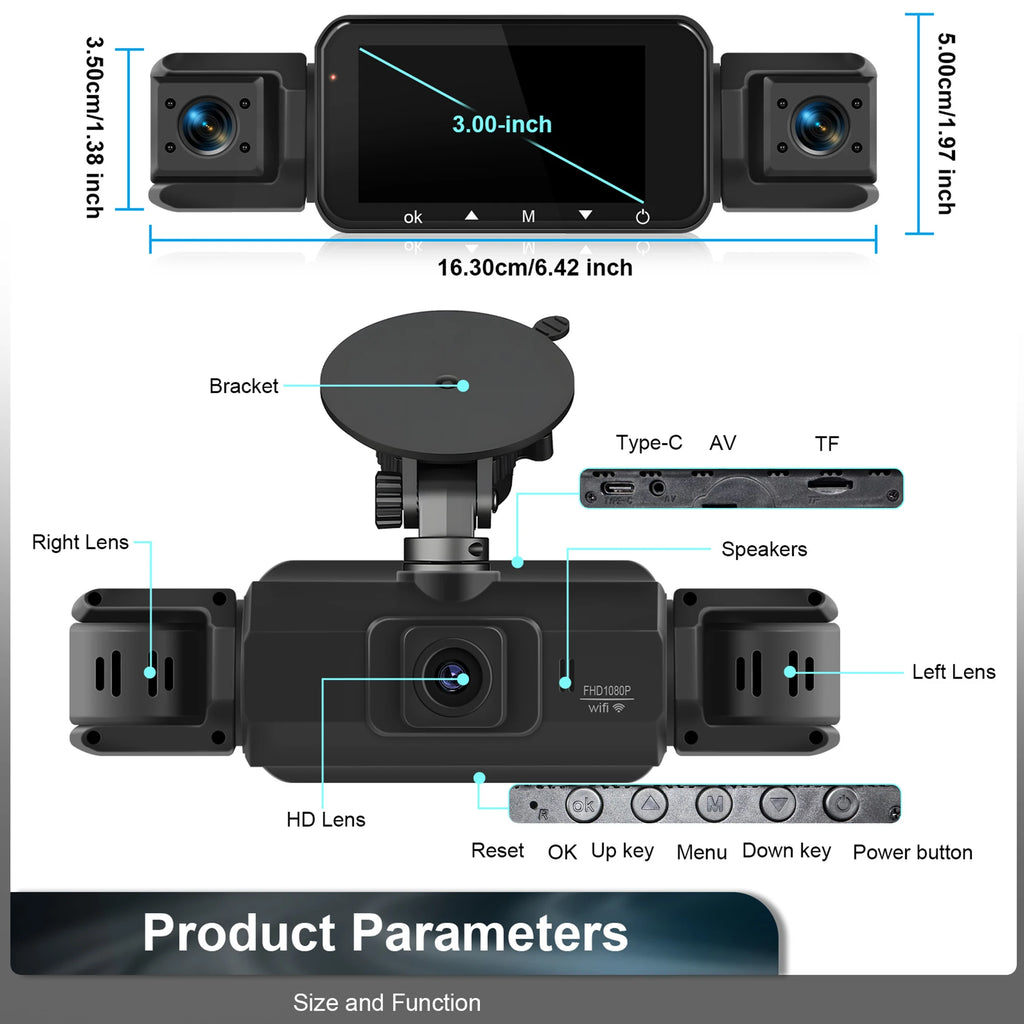 Dashcam for cars 4 Channel Black Box WiFi Driving Camera FHD 1080Hardwire kit car accessories
