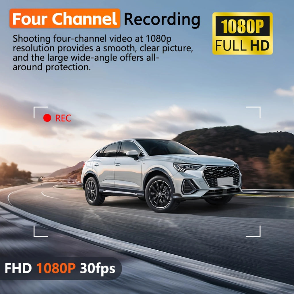Dashcam for cars 4 Channel Black Box WiFi Driving Camera FHD 1080Hardwire kit car accessories