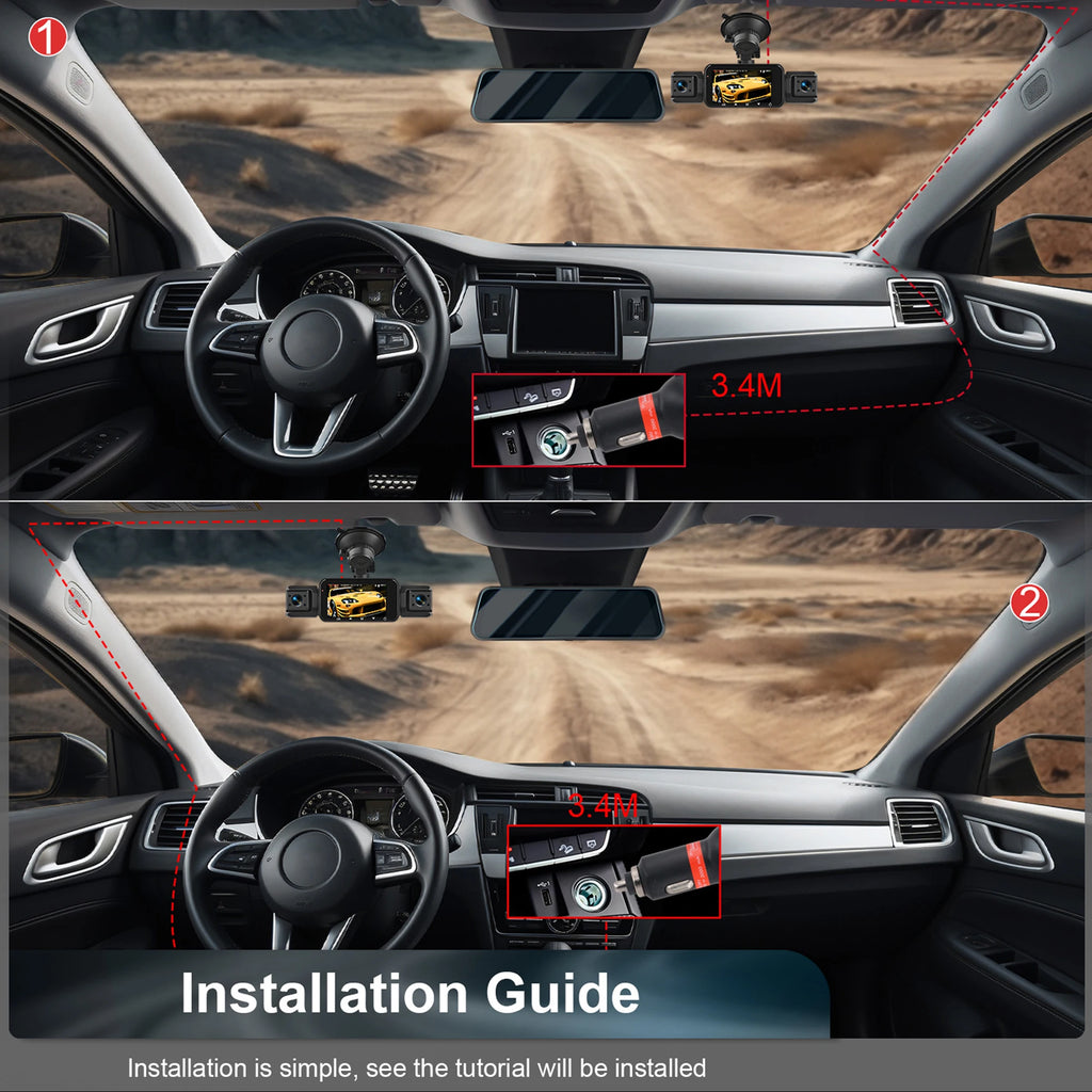 Dashcam for cars 4 Channel Black Box WiFi Driving Camera FHD 1080Hardwire kit car accessories