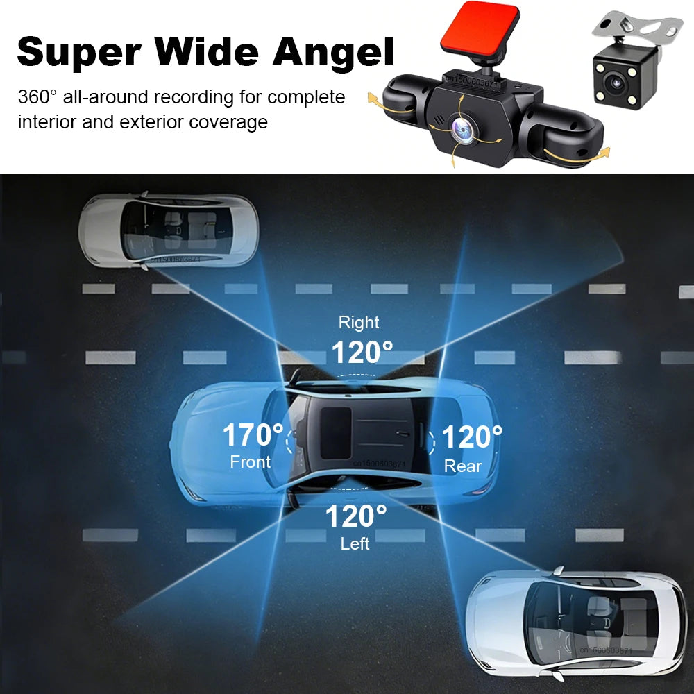 Dash Cam for Cars HD 24H Recording Car Camera Night Vision Video Recorder wide angle 4 Channel Car DVR Came for Front and Rear