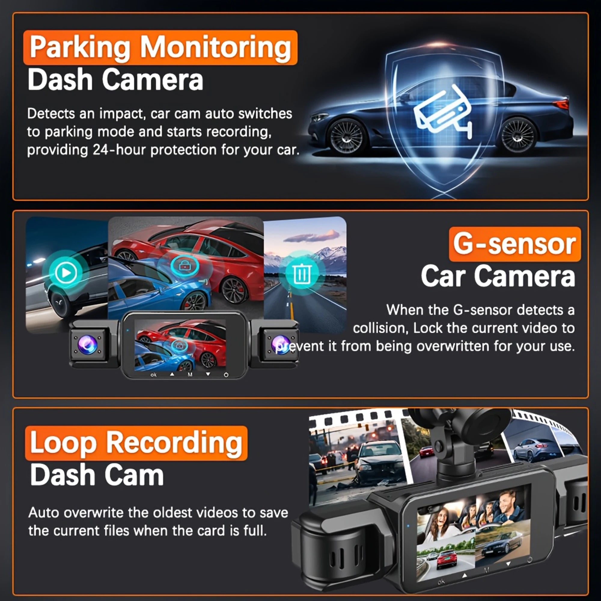 Dashcam for cars 4 Channel Black Box WiFi Driving Camera FHD 1080Hardwire kit car accessories