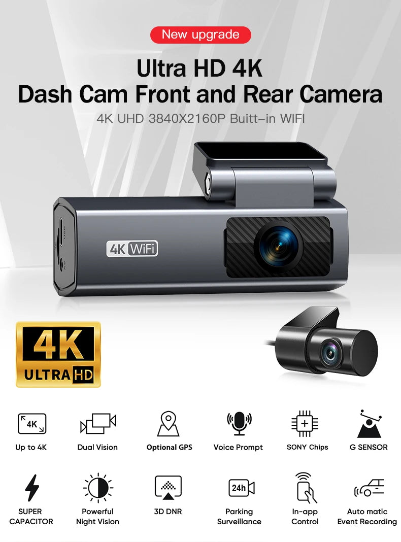Dash Cam 4k  for Car Camera High-Recorder 24H Parking