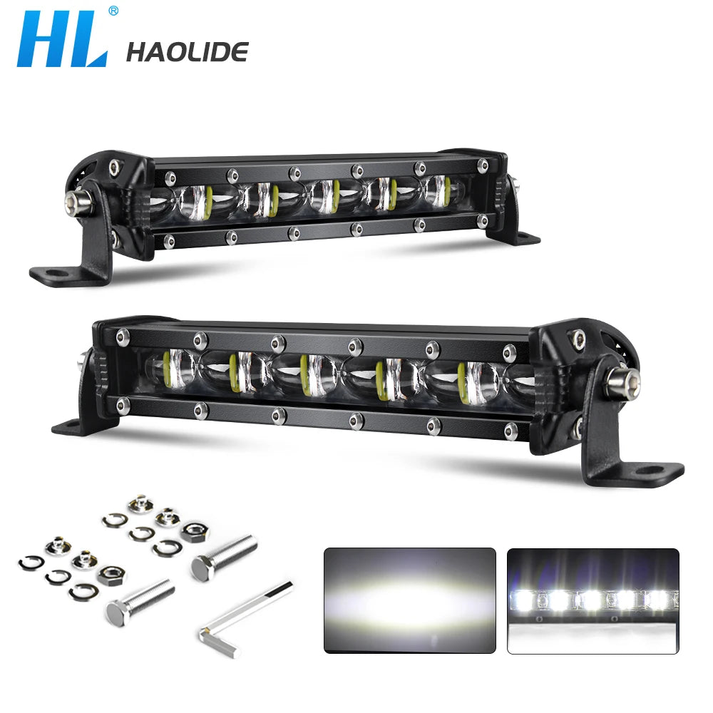 HL 6D 7" 12V 24V Spotlight LED Light Bar off-road use Slim Barra LED Work Light Bar for Truck Atv Car Driving Fog Light Accessor