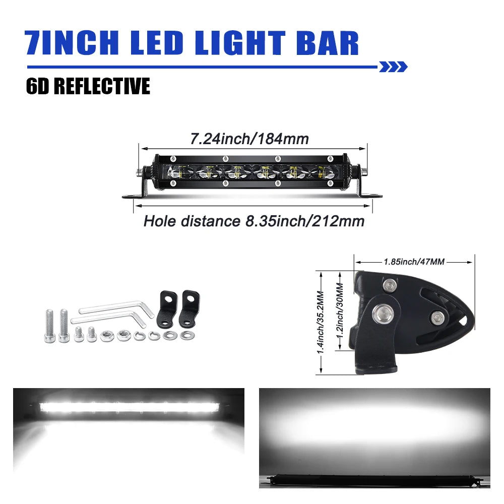 LED Light Bar 7" Spot Slim Off-Road 12V/24V