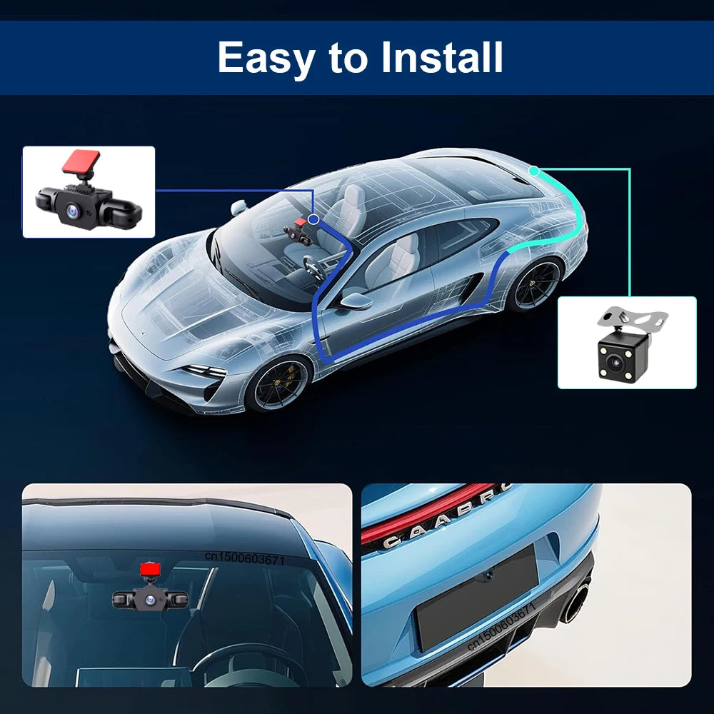 Dash Cam for Cars HD 24H Recording Car Camera Night Vision Video Recorder wide angle 4 Channel Car DVR Came for Front and Rear