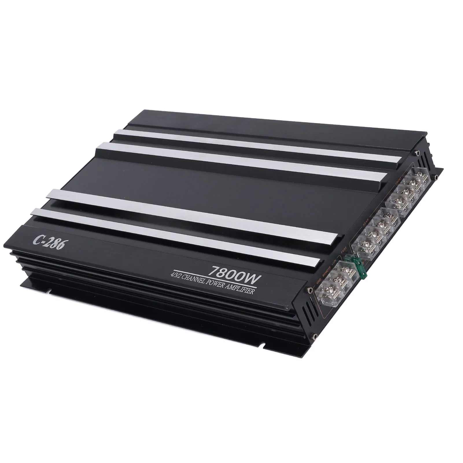 Car Amplifier 7800W 4 Channels Class AB Aluminum Alloy Pure Bass Power Amp for DC 12V Truck Boat UTV Motorcycle