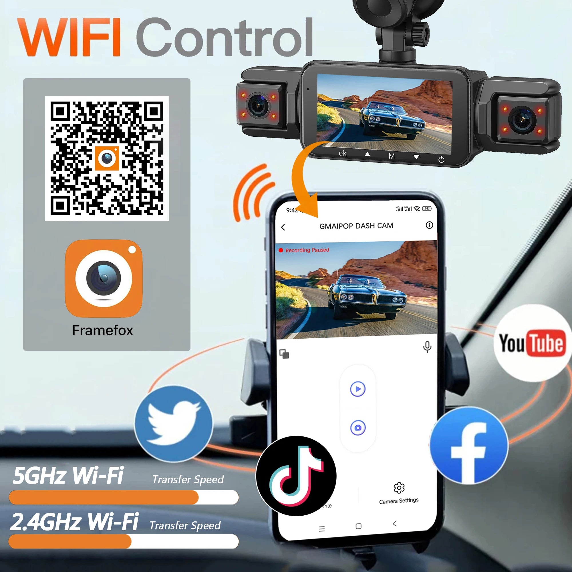 Dashcam for cars 4 Channel Black Box WiFi Driving Camera FHD 1080Hardwire kit car accessories
