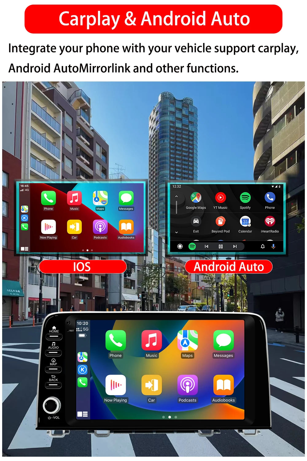 For Honda CRV CR-V(2017-2021)car player Car Radio Android 13 Wireless Carplay Multimedia Video Player GPS Navigation