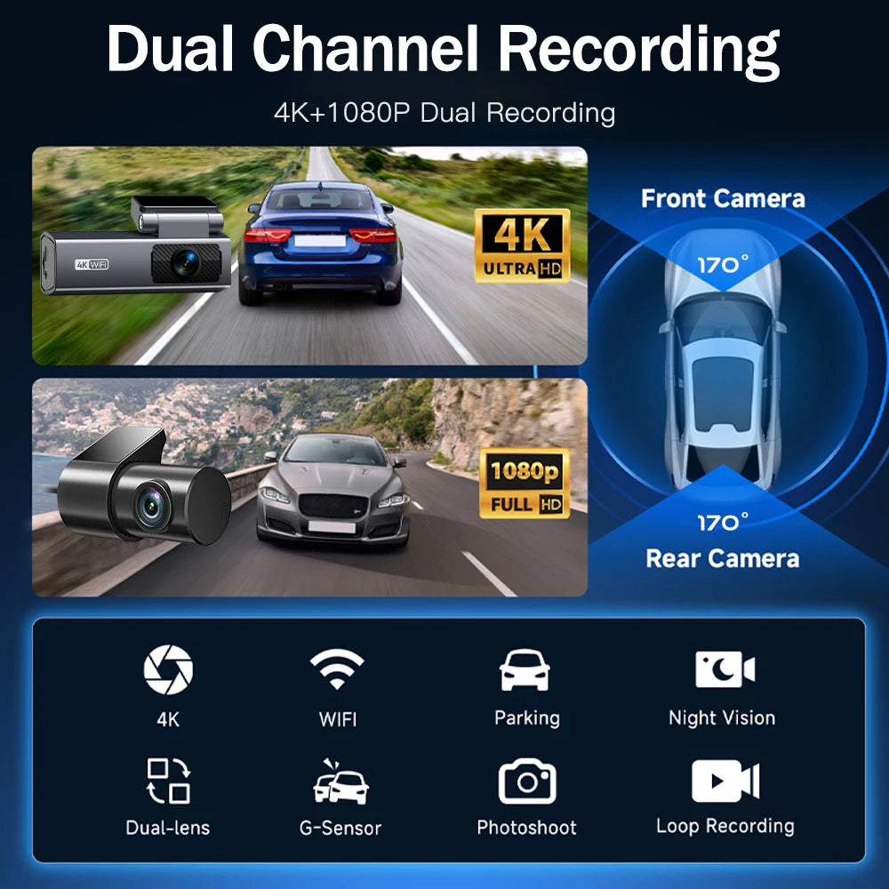 Dash Cam 4k  for Car Camera High-Recorder 24H Parking
