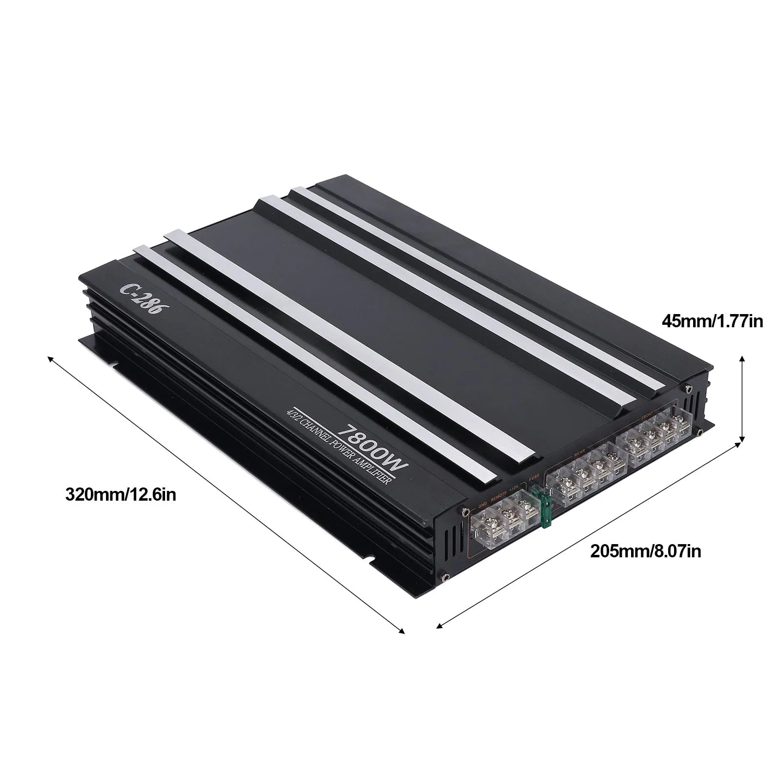 Car Amplifier 7800W 4 Channels Class AB Aluminum Alloy Pure Bass Power Amp for DC 12V Truck Boat UTV Motorcycle