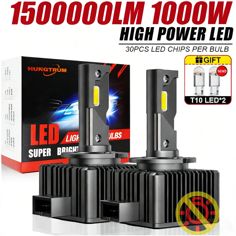 D1S D3S LED Headlight Canbus 1000W 1500000LM D4S D2S D8S Auto Bulbs Two-sided D1R D2R D3R D4R Car Lamp Xenon HID 6000K 12V 24V
