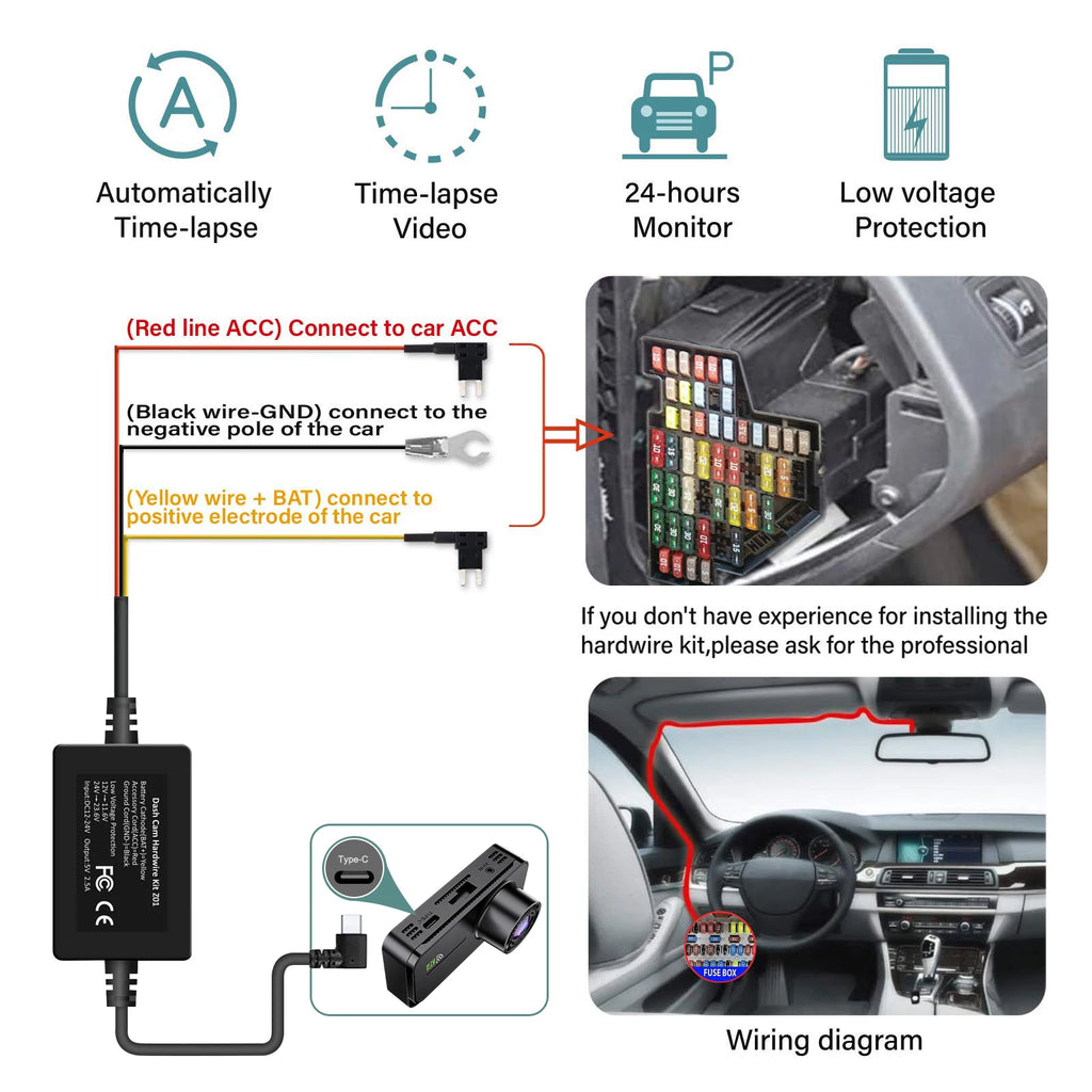 Dashcam for cars 4 Channel Black Box WiFi Driving Camera FHD 1080Hardwire kit car accessories