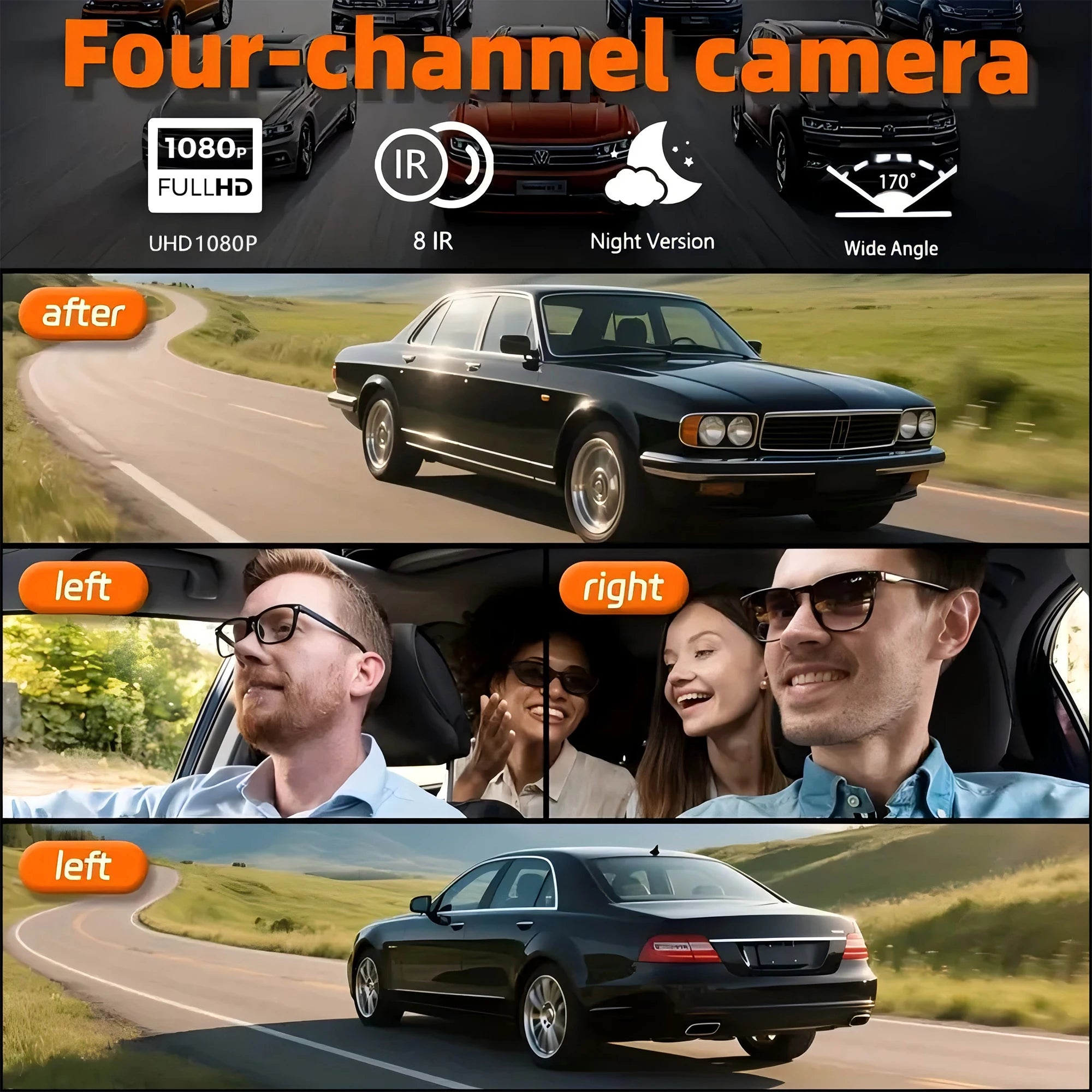 Dashcam for cars 4 Channel Black Box WiFi Driving Camera FHD 1080Hardwire kit car accessories