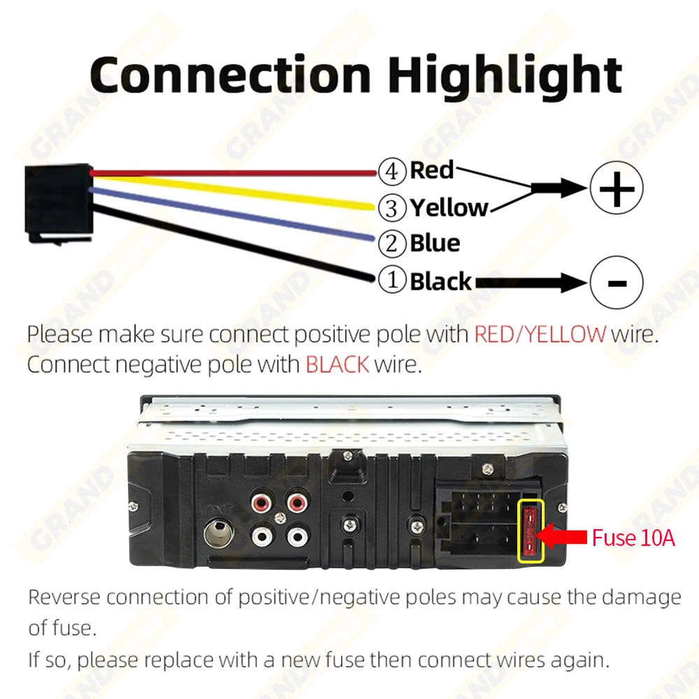 Car Radio 1din Srereo MP3 Player Bluetooth FM Receiver With Remote Control AUX/USB Support Type C Phone Charging Voice Assistant