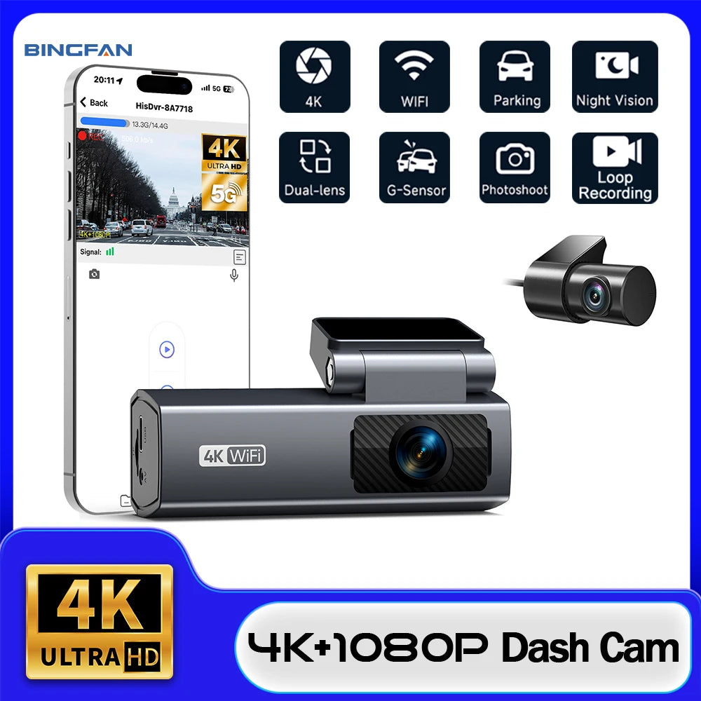 Dash Cam 4k  for Car Camera High-Recorder 24H Parking