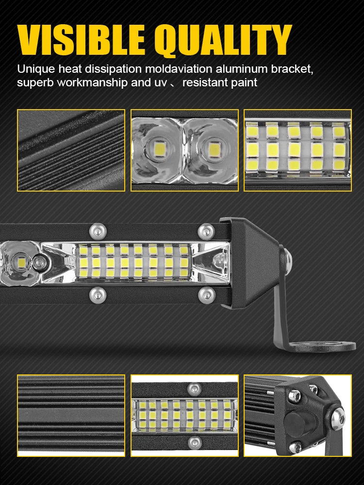 barra led atv off road light bar auto 4x4 led light 12v auxiliary driving lighting slim brightness 6000k 21'' car accessories