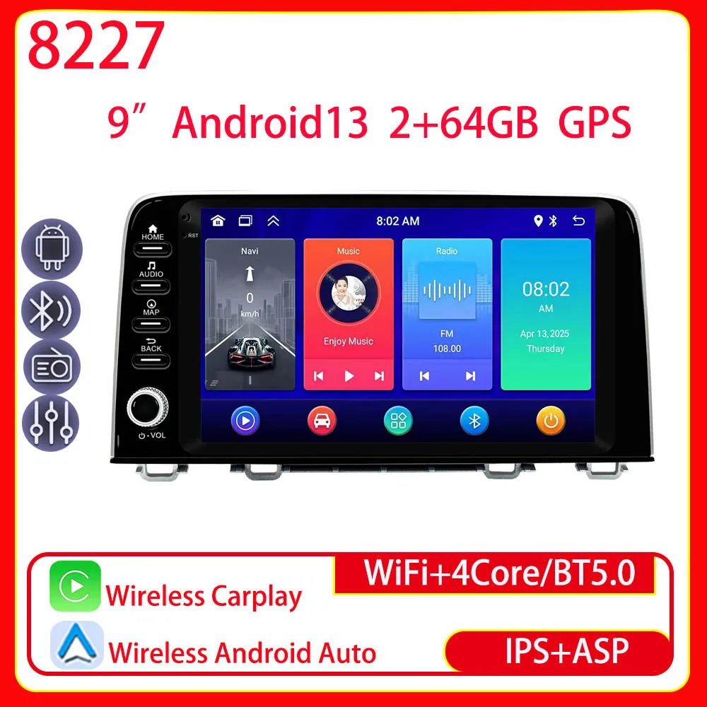 For Honda CRV CR-V(2017-2021)car player Car Radio Android 13 Wireless Carplay Multimedia Video Player GPS Navigation