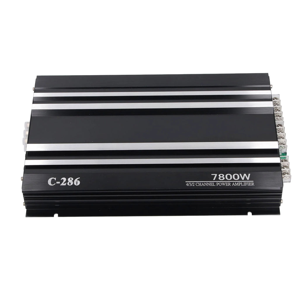Car Amplifier 7800W 4 Channels Class AB Aluminum Alloy Pure Bass Power Amp for DC 12V Truck Boat UTV Motorcycle