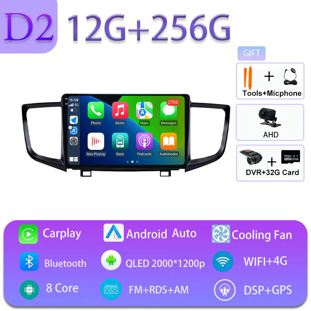 Android 16 Car Radio For Honda Pilot 2016- 2019 Viedo Player GPS Navigation Multimedia Autoradio Head Unit Bluetooth DSP QLED
