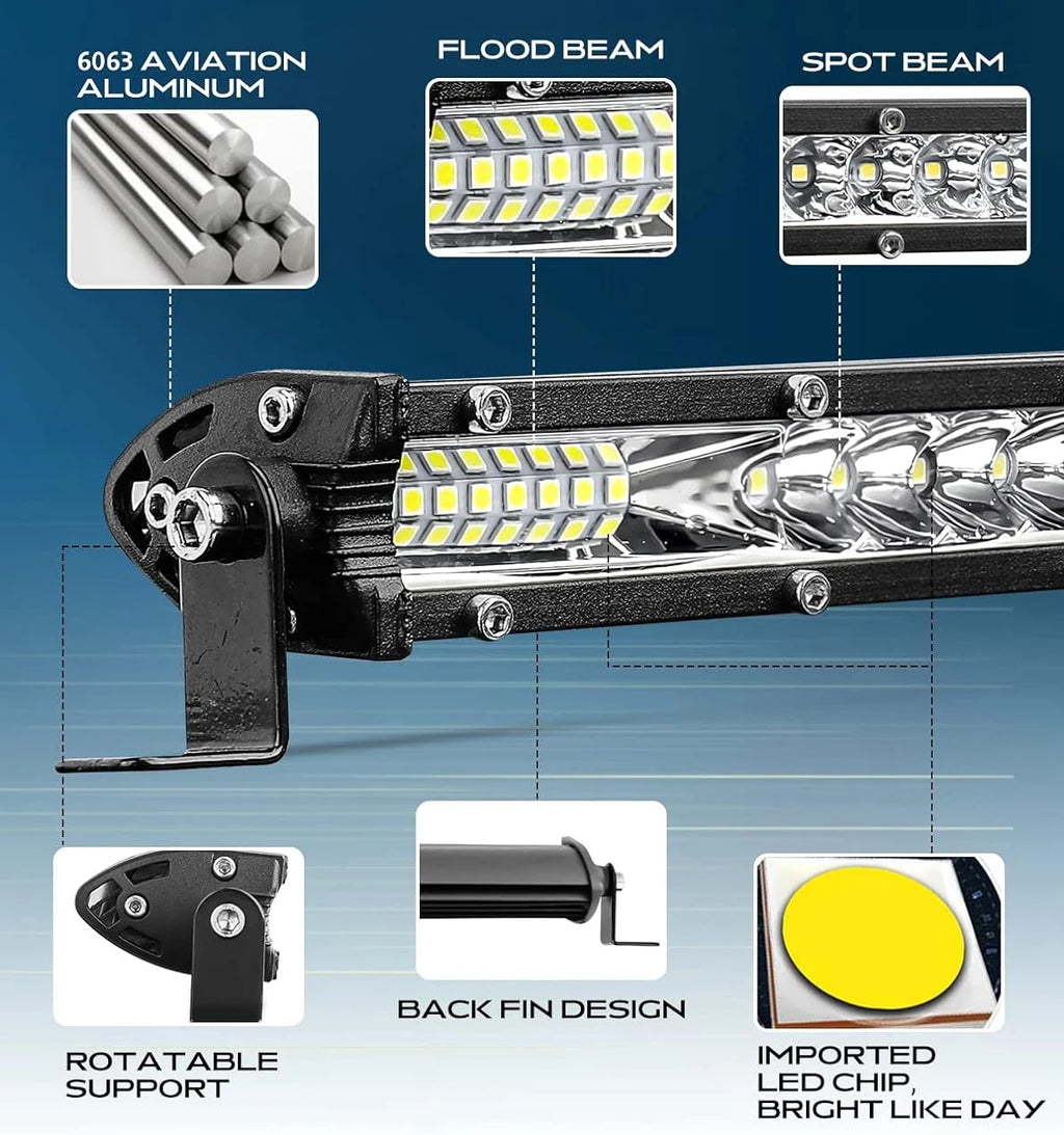 Slim Spot Flood LED Bar Off Road 12V 24V LED Light Bar Work Light For Car 4x4 Truck ATV SUV Boat Lada Barra LED Lightbar