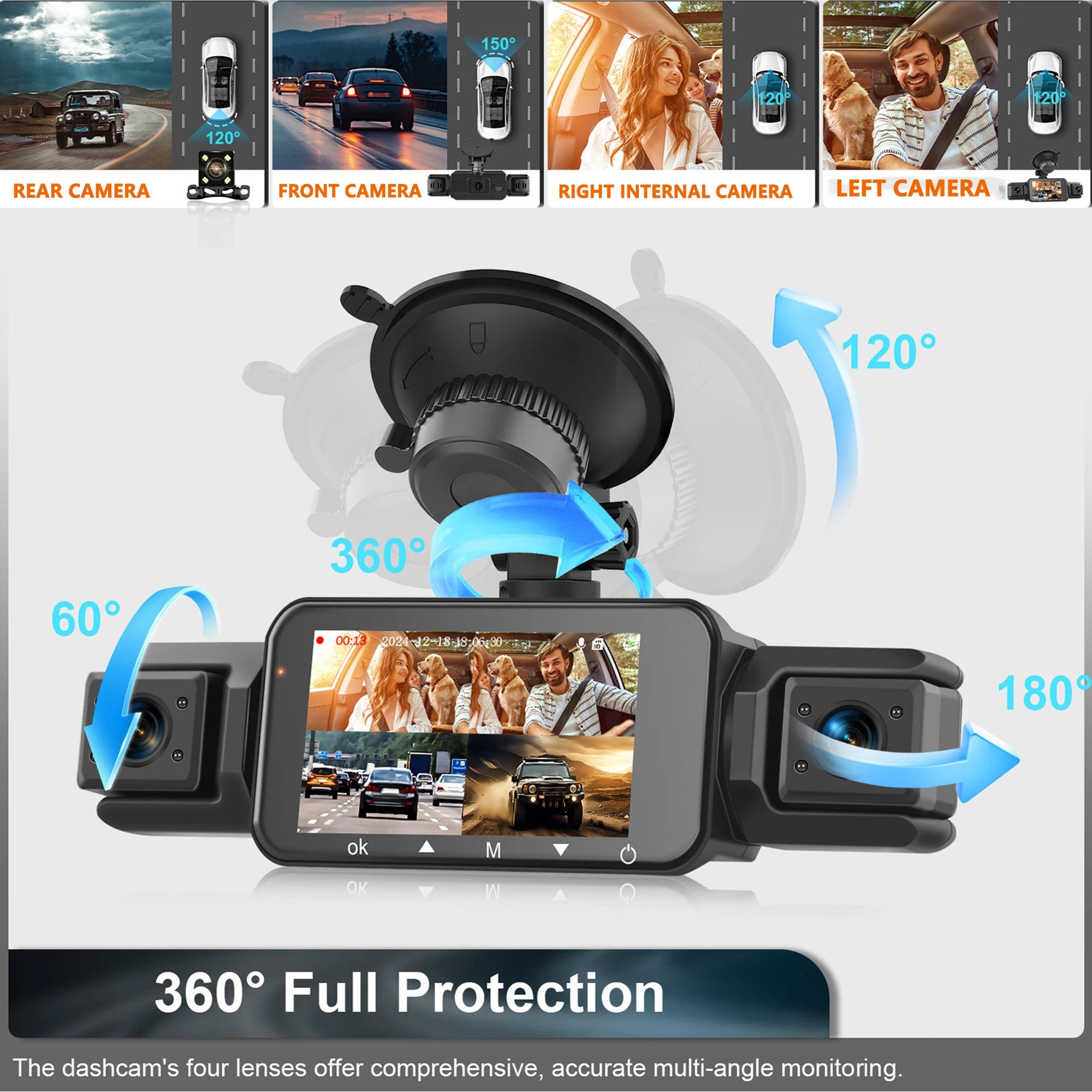 Dashcam for cars 4 Channel Black Box WiFi Driving Camera FHD 1080Hardwire kit car accessories