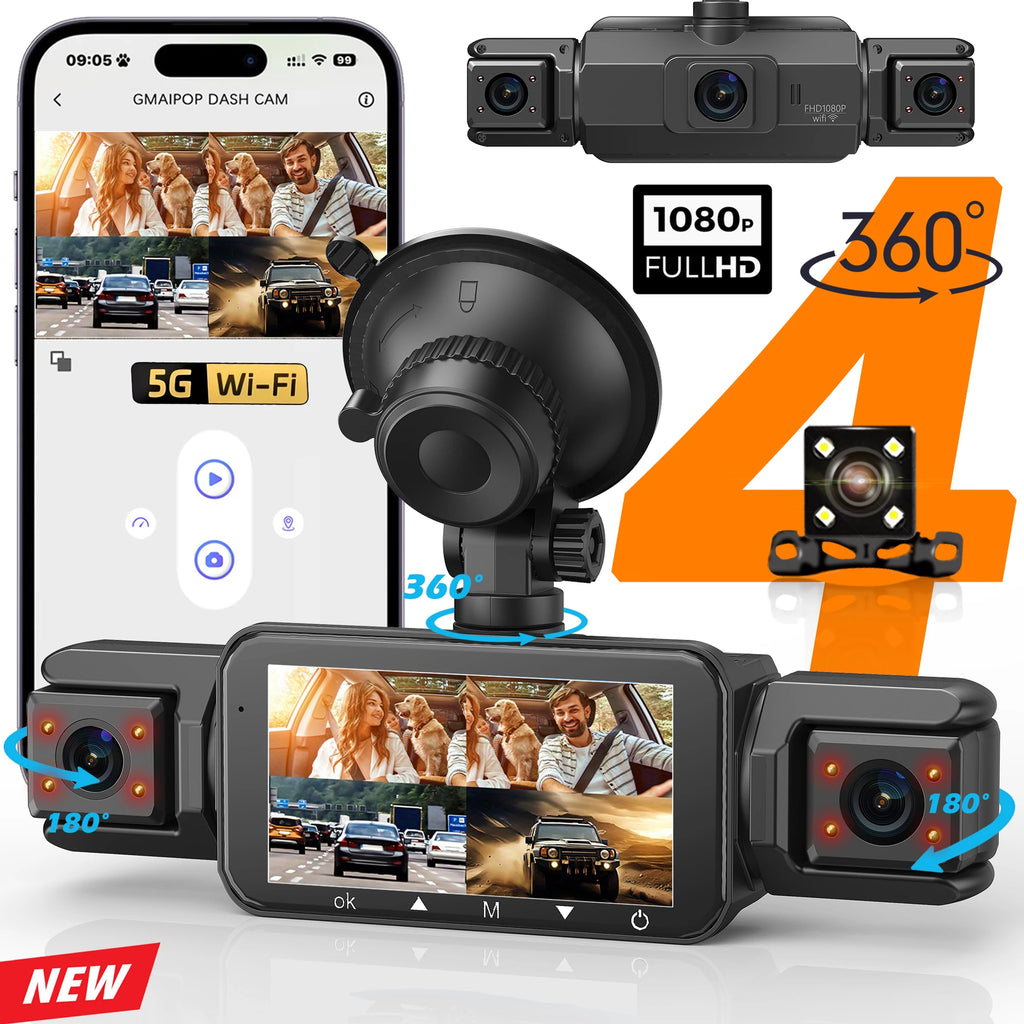 Dashcam for cars 4 Channel Black Box WiFi Driving Camera FHD 1080Hardwire kit car accessories