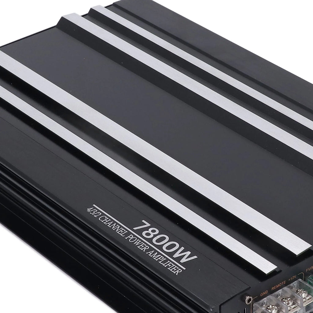 Car Amplifier 7800W 4 Channels Class AB Aluminum Alloy Pure Bass Power Amp for DC 12V Truck Boat UTV Motorcycle