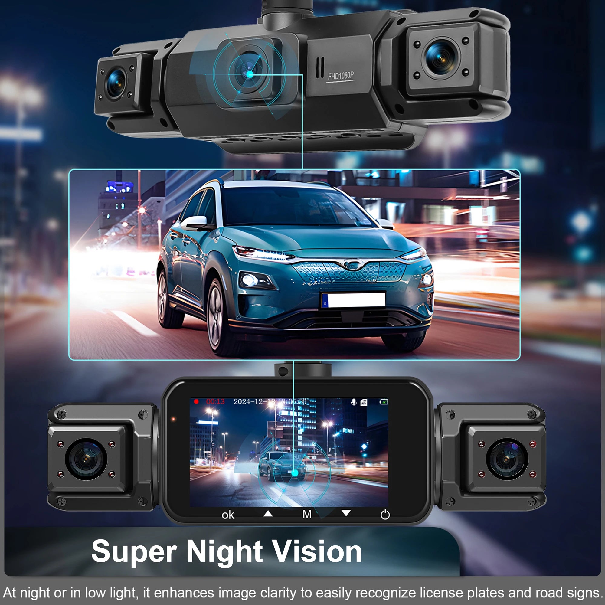 Dashcam for cars 4 Channel Black Box WiFi Driving Camera FHD 1080Hardwire kit car accessories