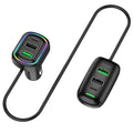 6-Ports USB Type-C Front And Rear Extension Car Charger With RGB Light PD Fast Charging Power Adapter For Iphone Tablet