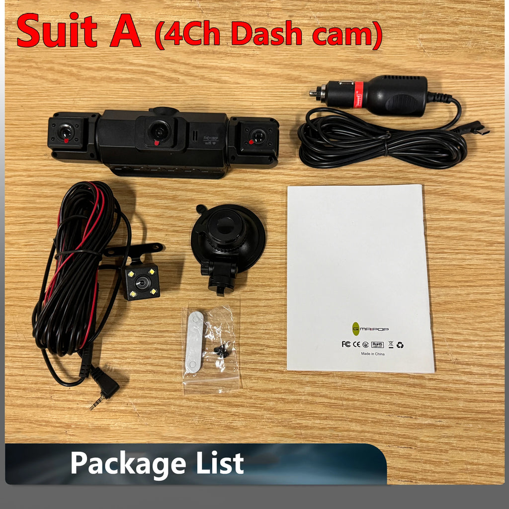 Dashcam for cars 4 Channel Black Box WiFi Driving Camera FHD 1080Hardwire kit car accessories
